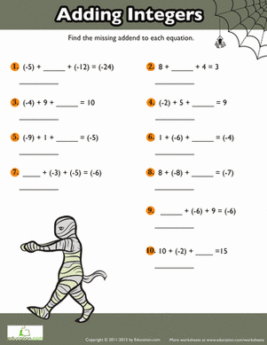 Adding Positive and Negative Numbers #4 | Worksheet 