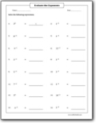 Negative and Zero Exponents Worksheets