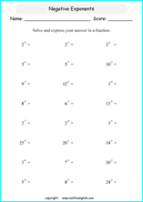 Free printable exponents and prower of ten math worksheets for ...
