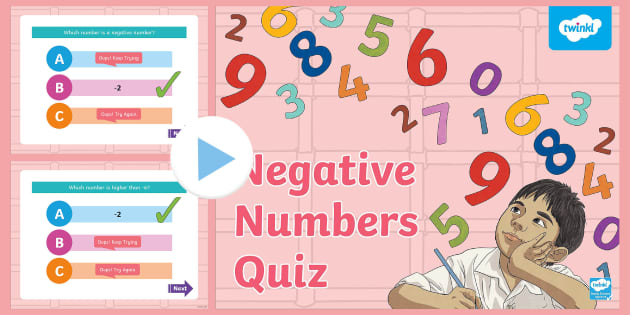 Negative Numbers Powerpoint Quiz KS2 (teacher made) - Twinkl