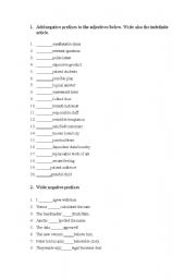 NEGATIVE PREFIXES - ESL worksheet by mirjam.danilovic