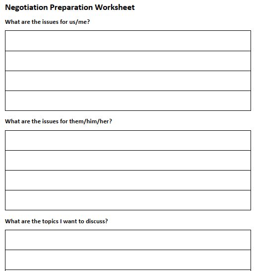 Prepare to Negotiate - Tips and a Worksheet - Recycled