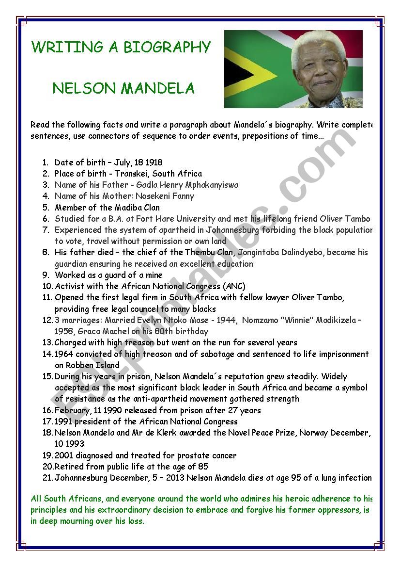 Free nelson mandela worksheet, Download Free nelson mandela worksheet