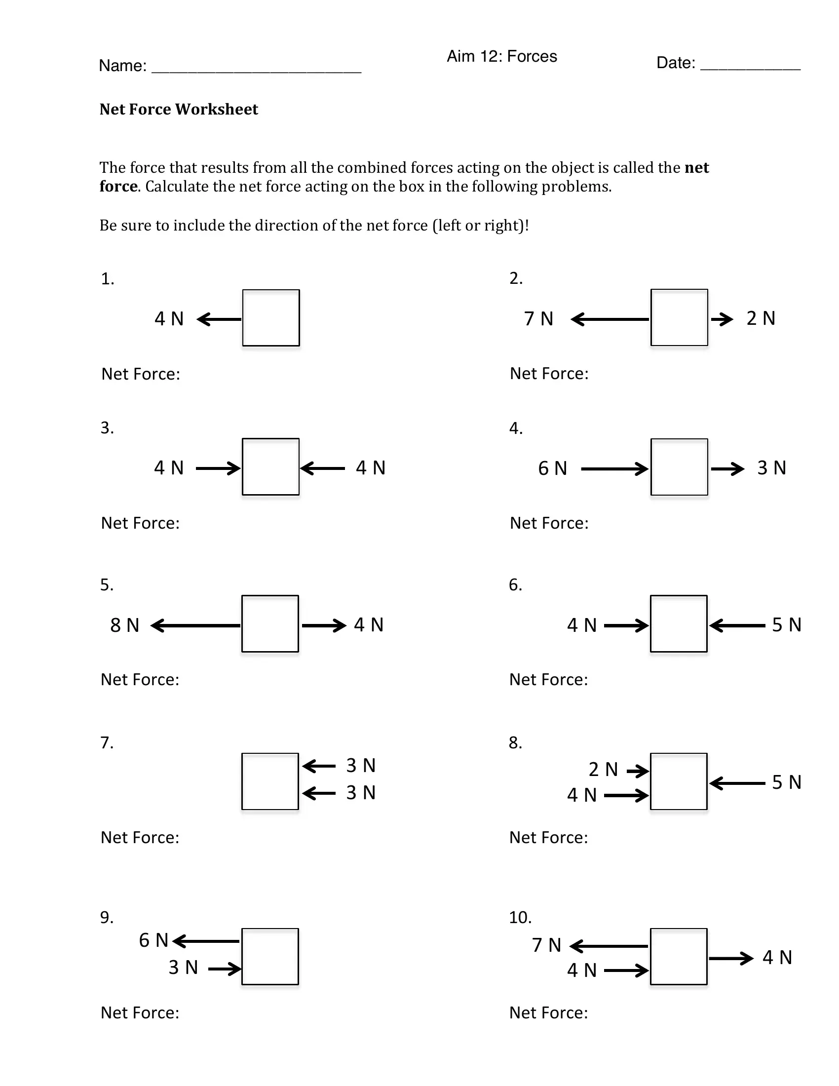 Blank Net Force Worksheet Fill Out and Print PDFs Worksheets Library