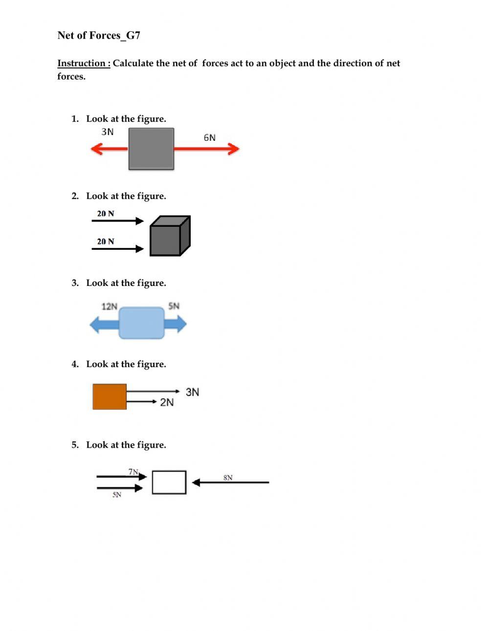 Net of Force worksheet Live Worksheets Worksheets Library