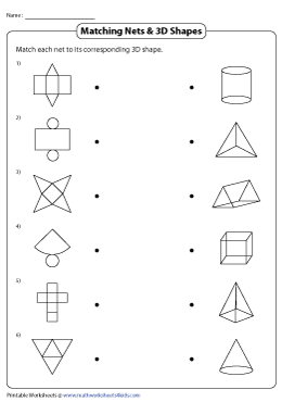 Nets of 3D Shapes Worksheets