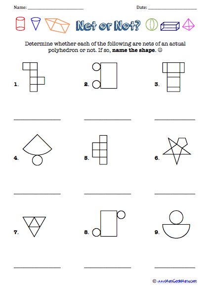 nets of 3d shapes worksheet