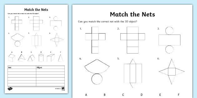 Nets of 3D Objects Worksheet | 3D Objects | Twinkl - Twinkl