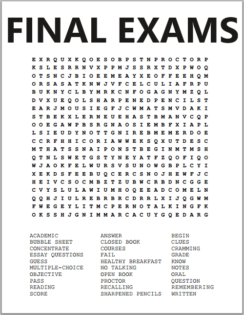 new printable word searches