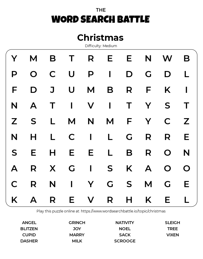new printable word searches