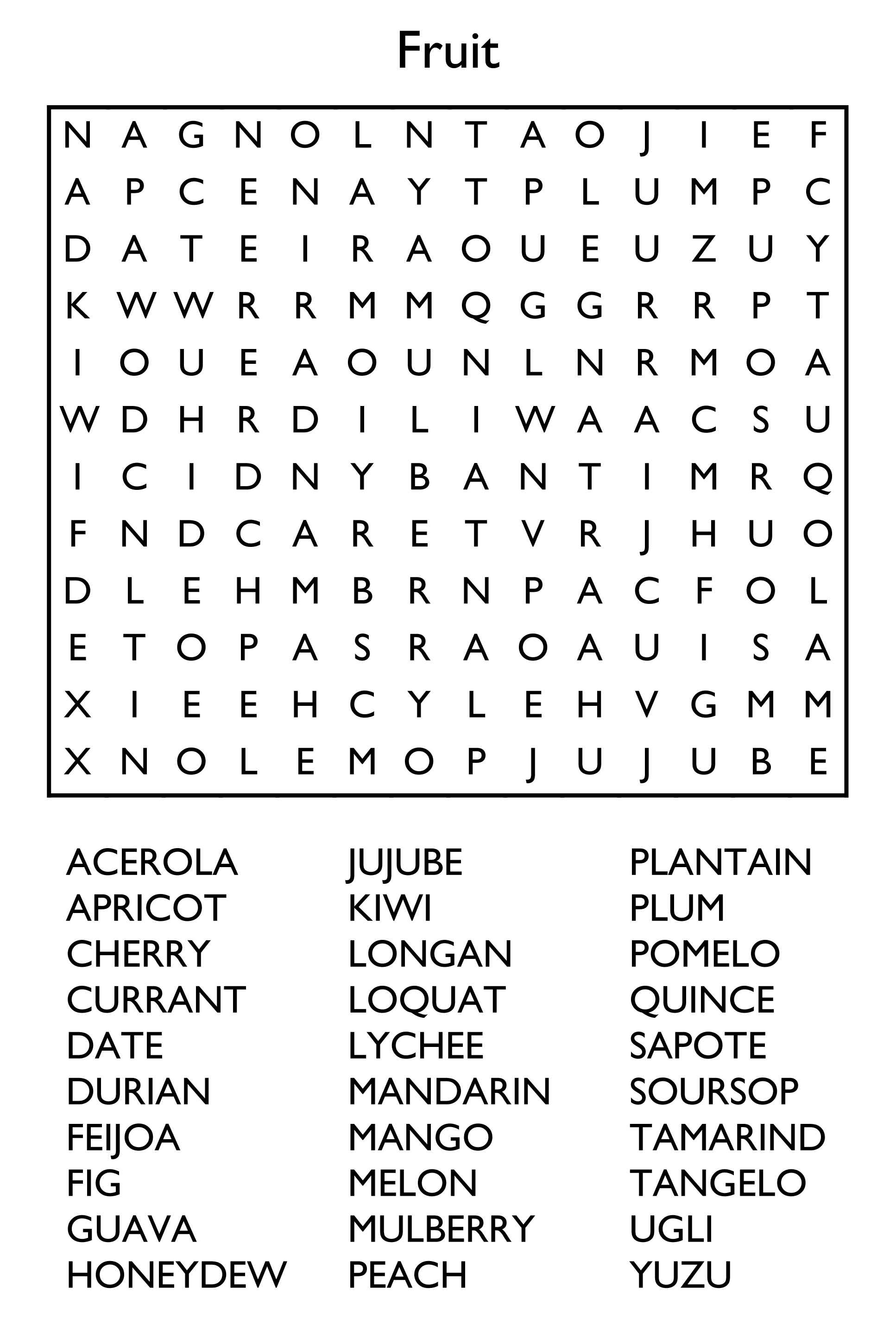 new printable word searches