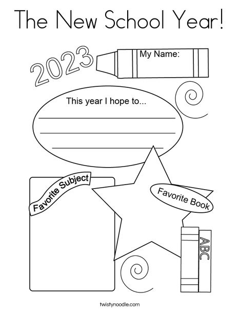 The New School Year Coloring Page - Twisty Noodle