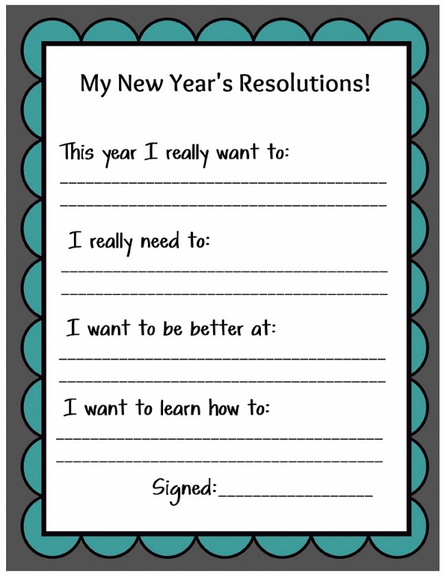Kid Friendly New Years Resolution Printable - Uncommon Designs