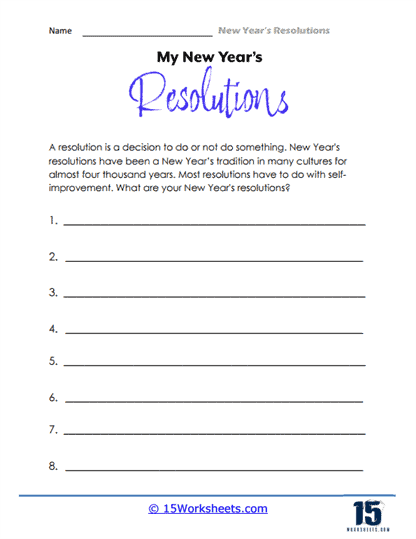 New Years Resolutions Worksheets - 15 Worksheets Library