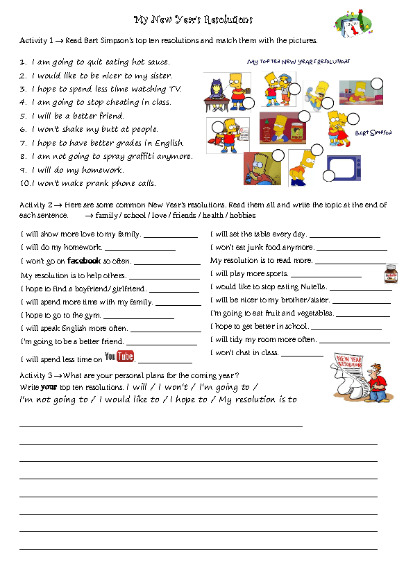 New Year Resolutions 2013 Adult Printable