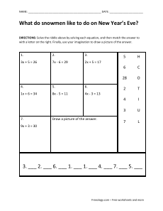 New Years Math Riddle Worksheet - Freeology