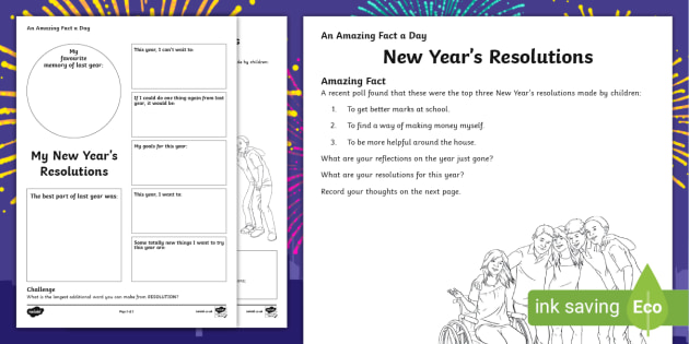 New Years Resolutions Worksheet | Twinkl Learning Resources