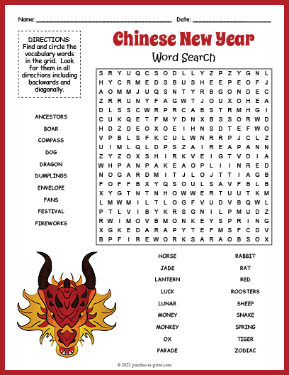 new year s word search worksheet middle school