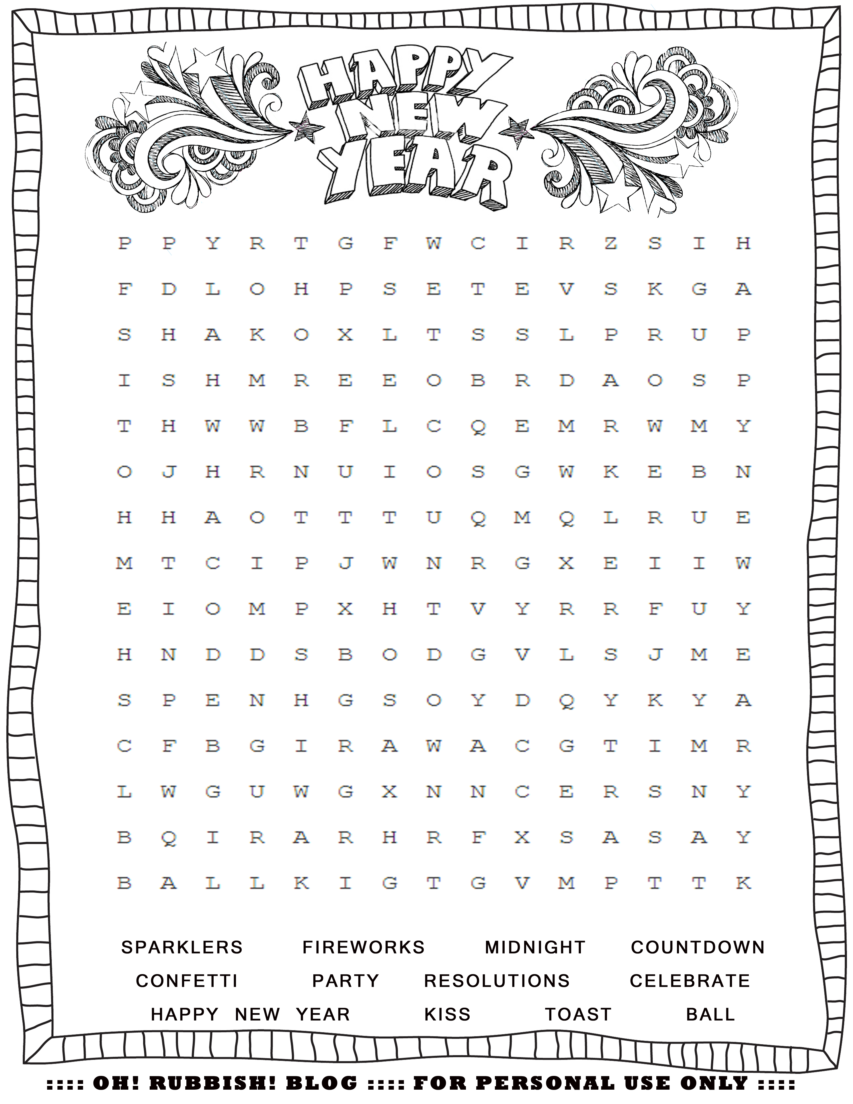 new year s word search worksheet middle school