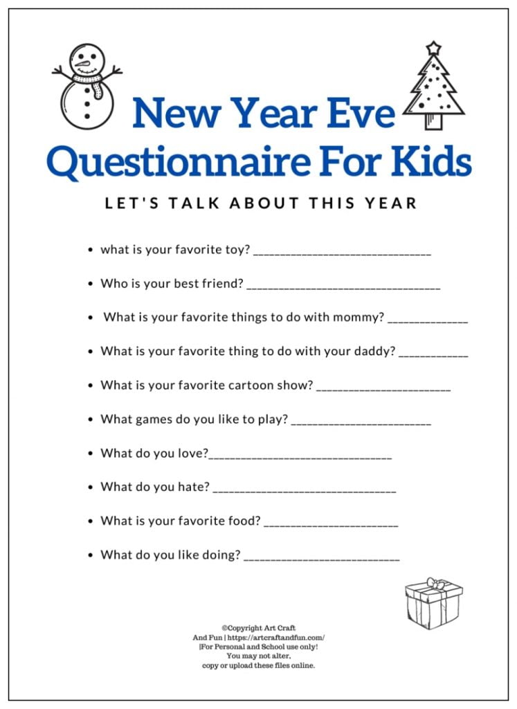 Free Printable New Years Worksheets -
