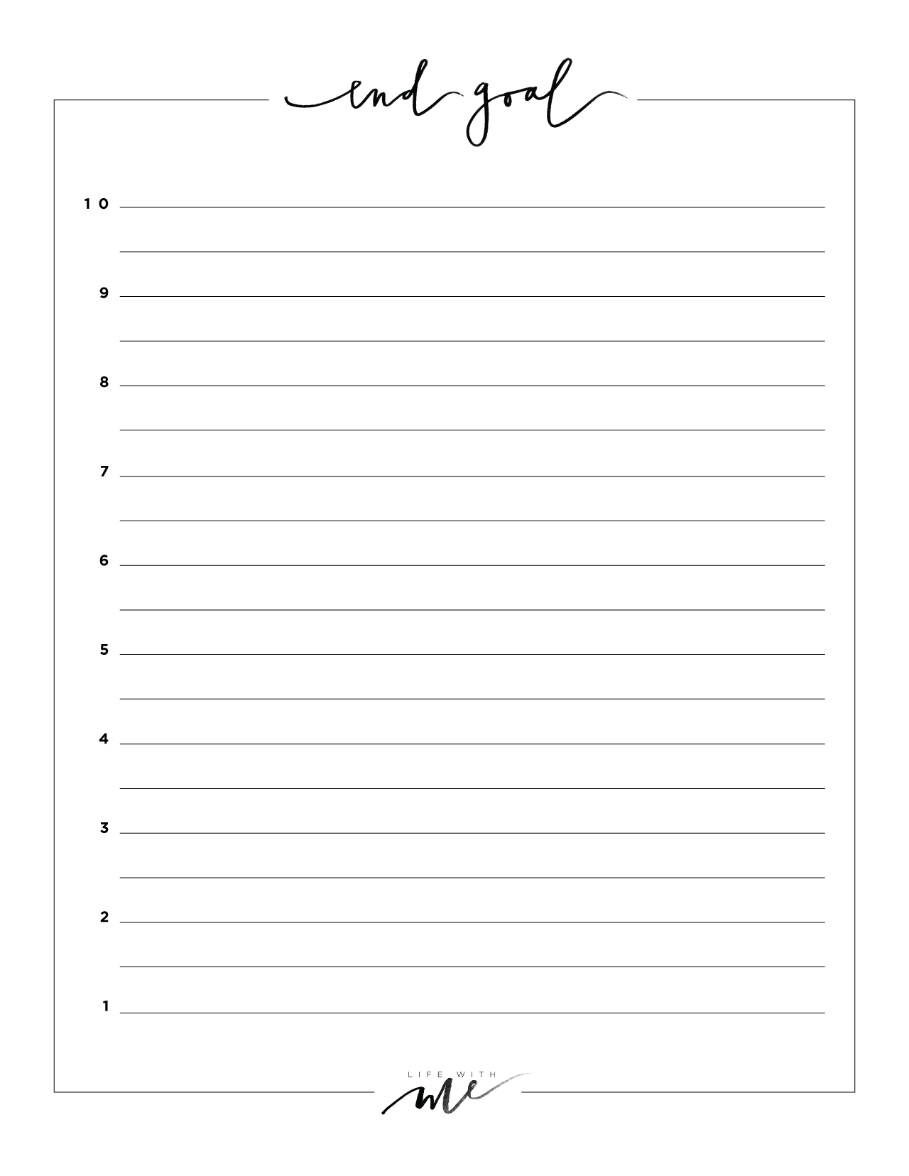 new years goals worksheet