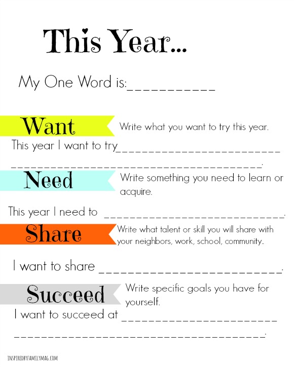 Family Activity: Simple New Years Goals Printable