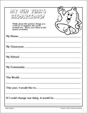 My New Years Resolutions! Page | Printable Skills Sheets