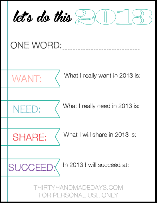 new years goals worksheet