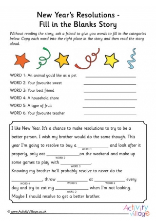 new years resolution worksheet kids