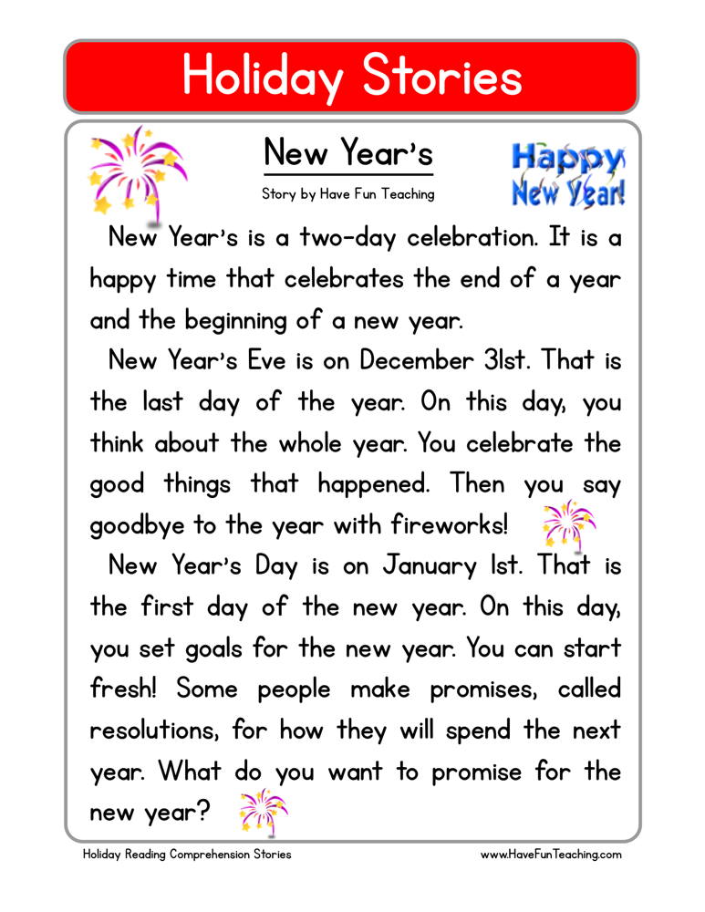 new years worksheet