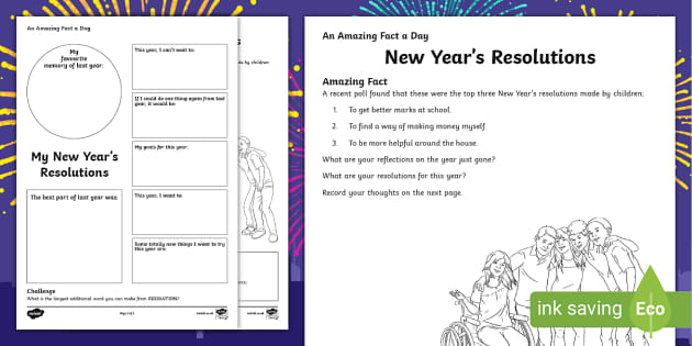 New Years Resolutions Worksheet | Twinkl Learning Resources