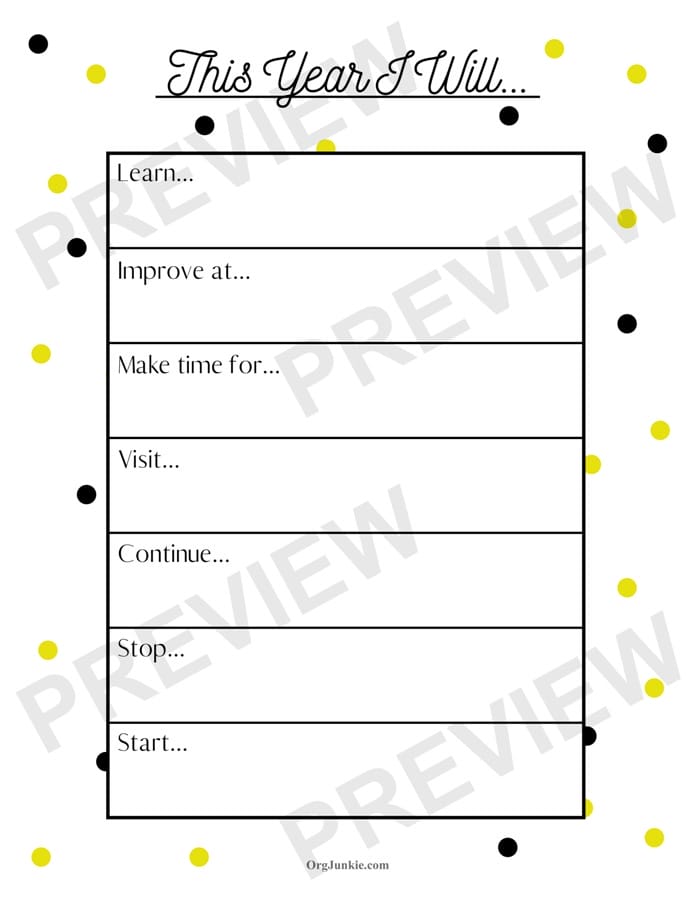 new years worksheet