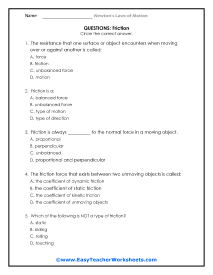newton laws of motion worksheet