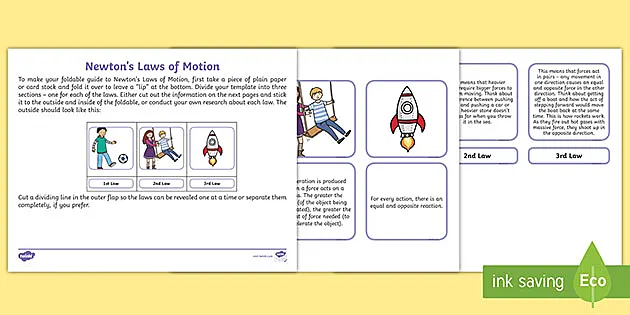 Newtons Laws of Motion Worksheet Foldable (teacher made)