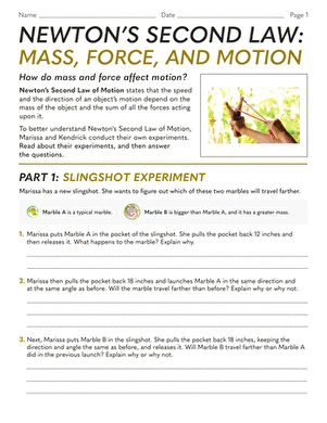 Newtons Second Law: Mass, Force, and Motion | Worksheet ...