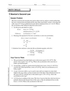 Newtons Second Law Worksheet for 9th - 12th Grade | Lesson Planet