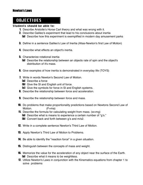 Newtons Laws Worksheets