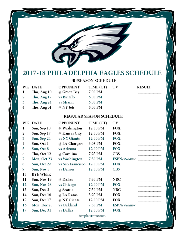 Eagles Announce 2017 Season Schedule
