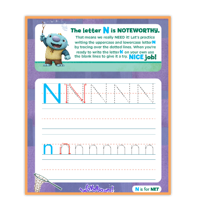 FREE Wallykazam Letter Tracing Pages Available from Nick Jr!