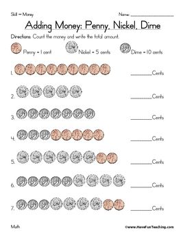 nickel and penny worksheet