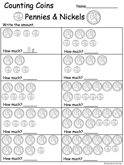 Free Counting Money Pennies &  Nickels Worksheet | Made By Teachers