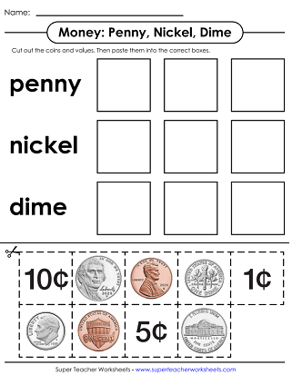 nickel worksheet for kindergarten