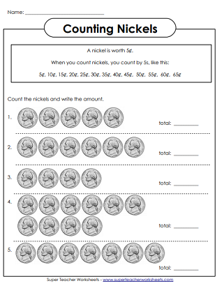 Counting Coins Worksheets - Very Basic