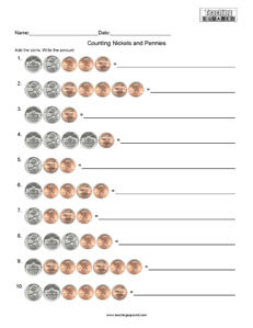 nickels and pennies worksheet