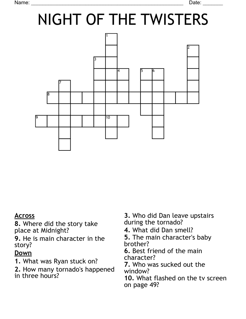 night of the twisters worksheet