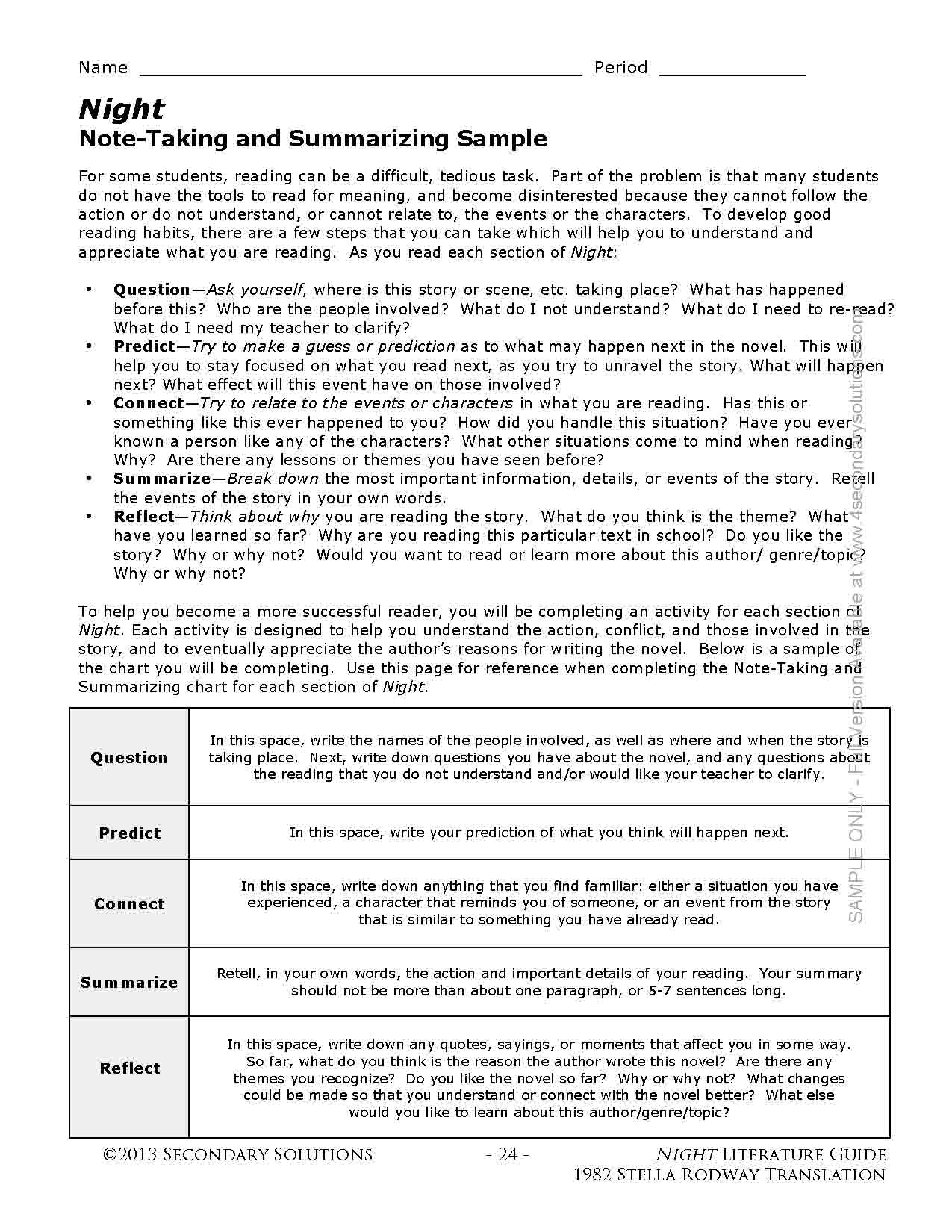 Night Study Questions With Anwers PDF Auschwitz Concentration