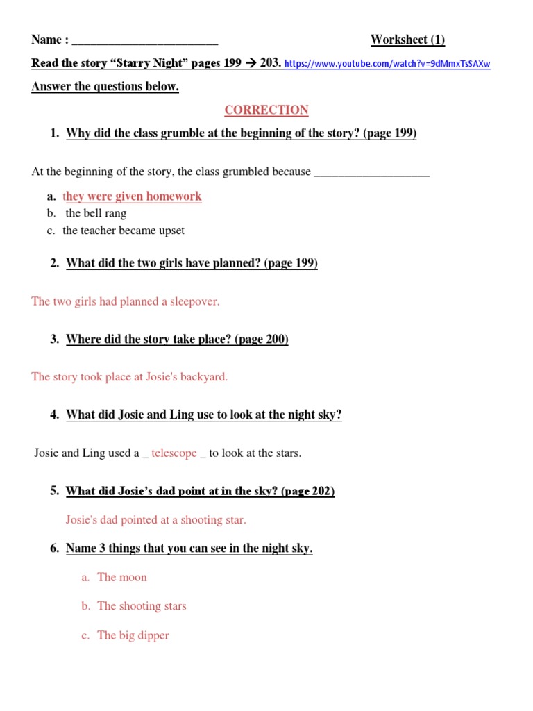 Free night worksheet answers, Download Free night worksheet answers png
