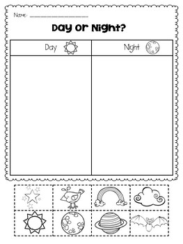 Day and night science worksheets library