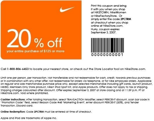 nike outlet store coupons printable