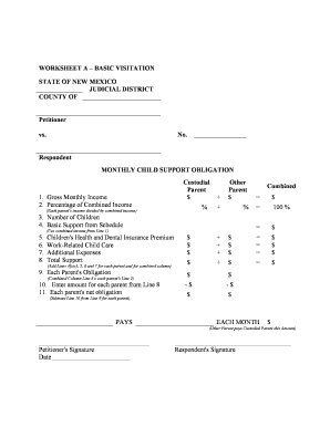 Nm Child Support Worksheet: Complete with ease | airSlate SignNow